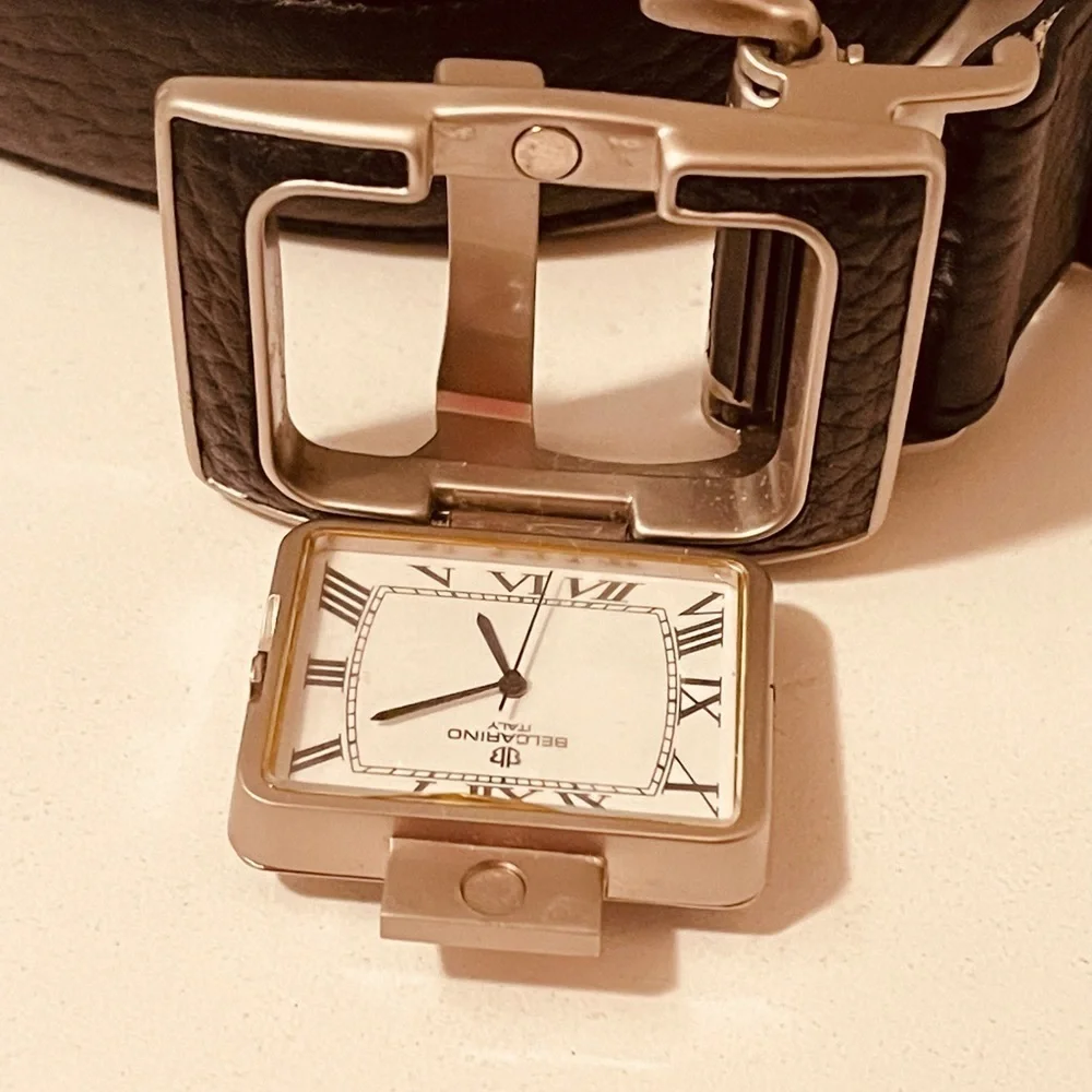 BELCARINO ITALY belt with unique watch buckle
